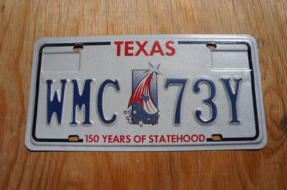 Texas Star Flag Embossed License Plate - 150 Years Of Statehood