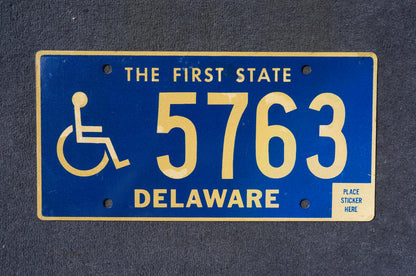 DELAWARE License Plate HANDICAP Wheelchair # 5763