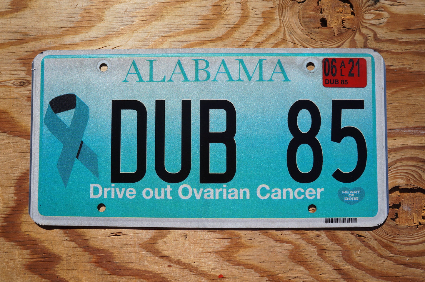 2021 Alabama Blue Ribbon License Plate - Drive out Ovarian Cancer # DUB 85