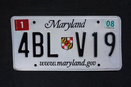 2008 Maryland Vintage License Plate # 4BL V19