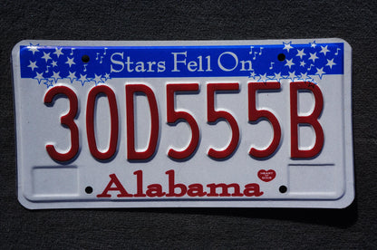 Alabama Stars Fell On Alabama License Plate #30D555B