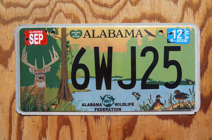 2012 Alabama WILDLIFE FEDERATION AWF License Plate  - Deer lake woods bird Graphic