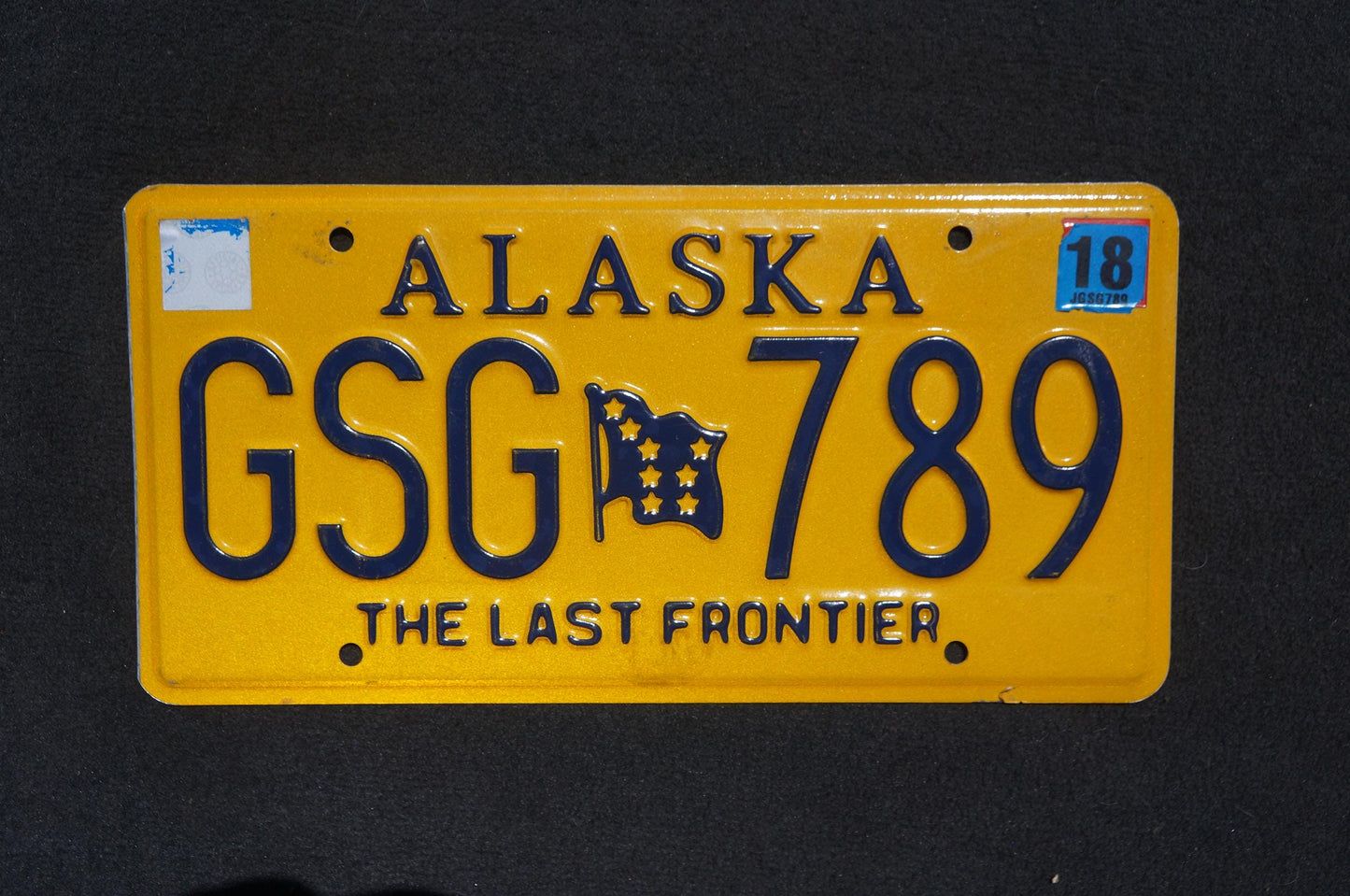 2018 Alaska Yellow Flag License Plate - The Last Frontier # GSG 789