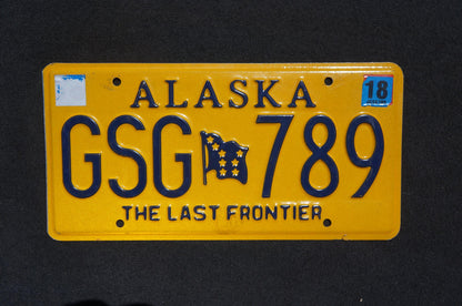 2018 Alaska Yellow Flag License Plate - The Last Frontier # GSG 789