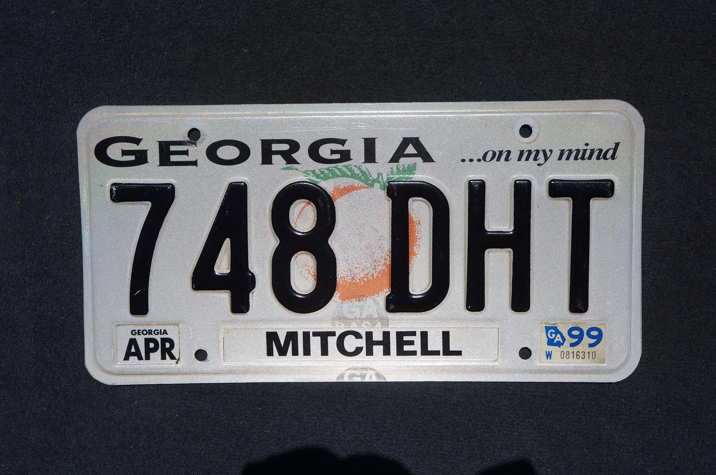 1999 Georgia On My Mind Peach License Plate Mitchell County
