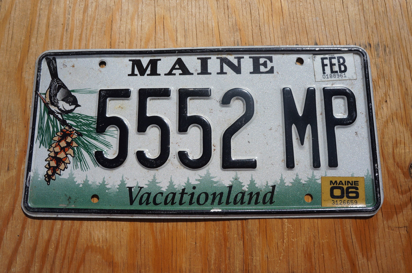 2006 Maine License Plate BIRD Pine Cone # 5552 MP