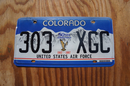 Colorado US AIR FORCE Blue Eagle License Plate -  50th Anniversary 1947 - 1997