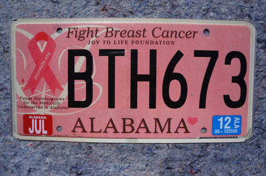 2012 Alabama PINK RIBBON - Fight Breast Cancer - Women Heath - Cancer - License Plate