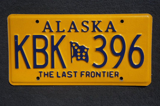 Alaska Yellow Flag License Plate - The Last Frontier