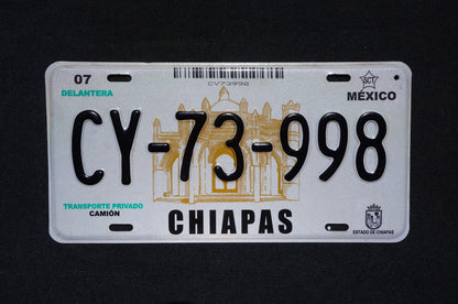 2007 Graphic CHIAPAS Mexico License Plate