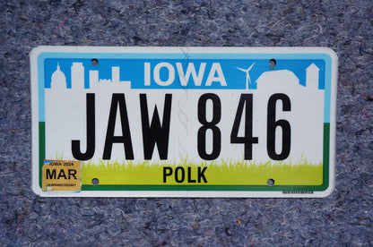 2024 IOWA Graphic License Plate # JAW 846