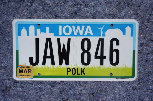 2024 IOWA Graphic License Plate # JAW 846