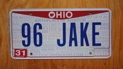 Ohio Vanity Hamilton County License Plate # 96 JAKE