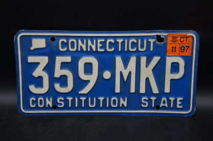 1997 Connecticut Blue Vintage License Plate