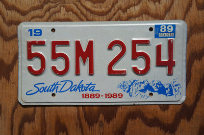 1989 South Dakota Centennial Mt Rushmore  License Plate