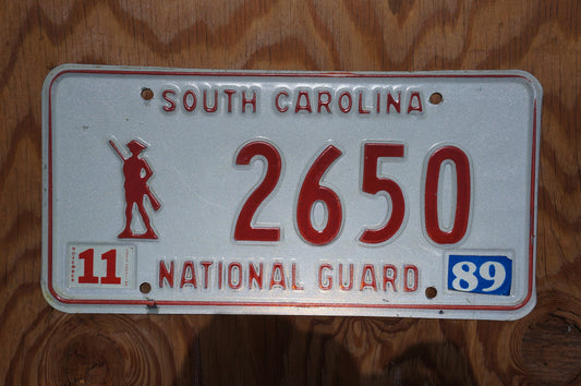 1989 South Carolina NATIONAL GUARD Vintage License Plate
