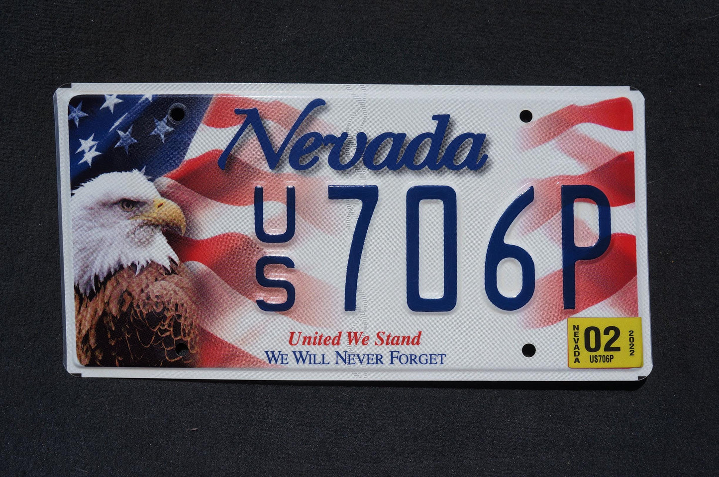 2022 Nevada License Plate: Eagle American Flag Graphic Plate Tag - United We Stand