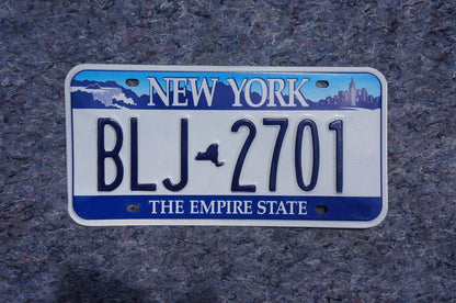 New York NIAGARA FALLS EMPIRE State White Blue License Plate