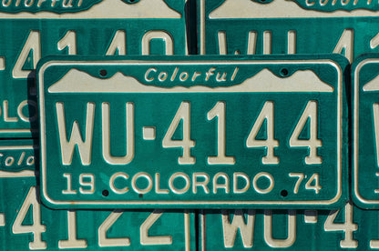 One or More - 1974 Colorful COLORADO SNOW MOUNTAINS Green License Plate
