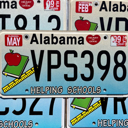 One or More - Alabama Helping Schools Graphic License Plate - Education Book Students Apple Ruler