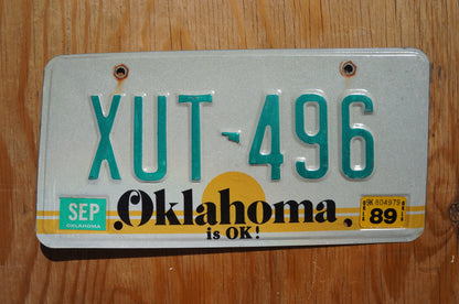 One or More - 1980s 90s Oklahoma IS OK! Yellow Sun License Plate