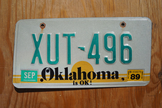 One or More - 1980s 90s Oklahoma IS OK! Yellow Sun License Plate