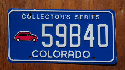 One or More - Colorado COLLECTOR'S Series Blue License Plate - Red Car