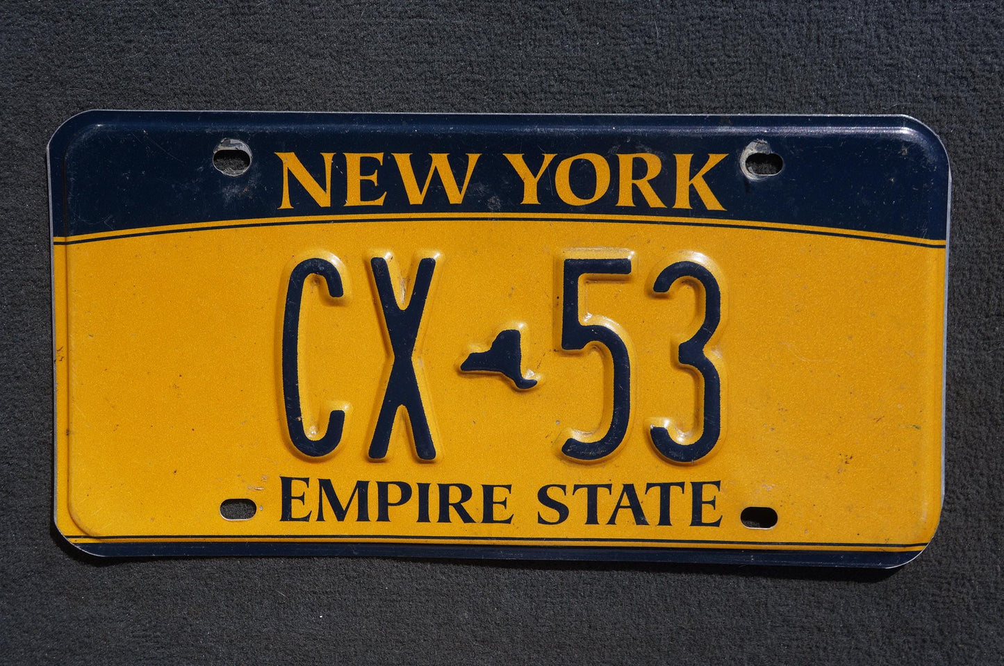 New York Yellow Empire State License Plate # CX - 53