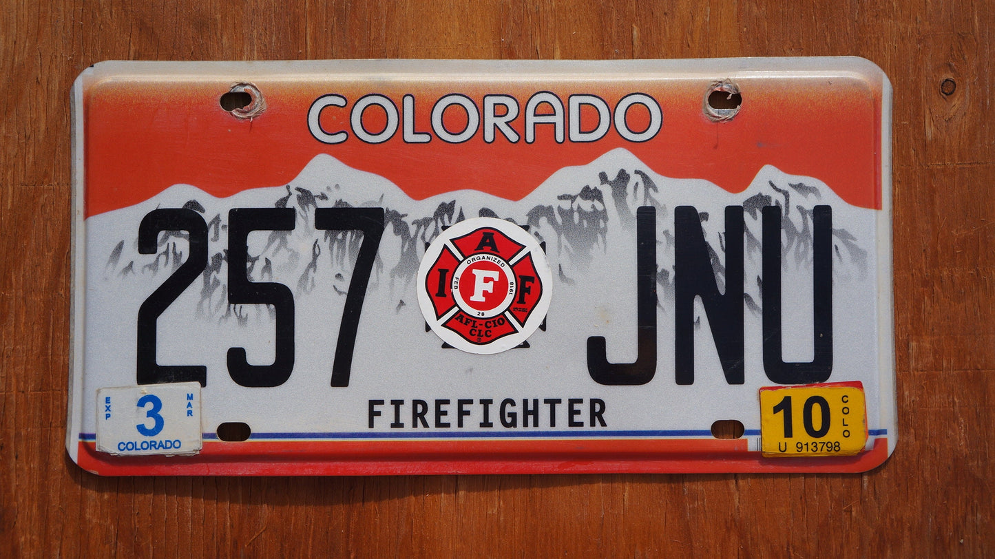 2010 Colorado Red Firefighter Fire Hazmat EMS Rescue License Plate