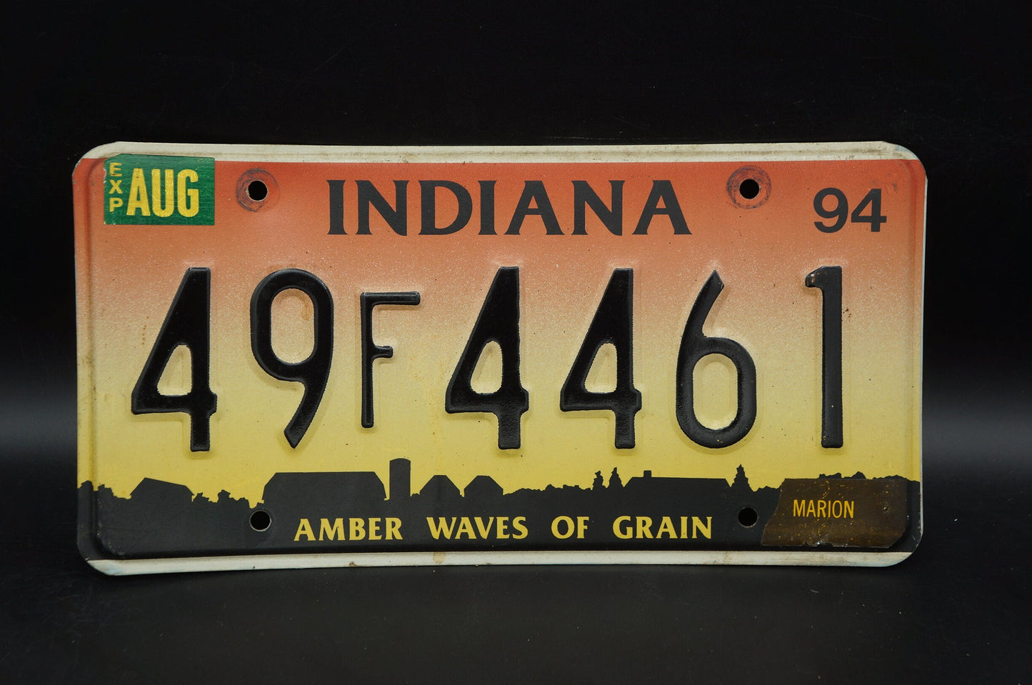 1994 Indiana Amber Waves of Grain Pink Yellow License Plate