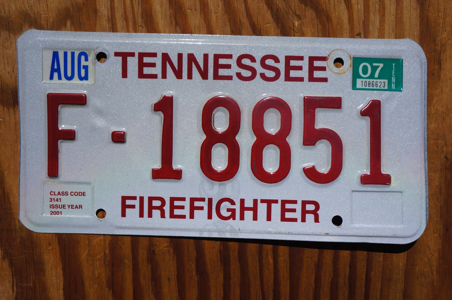 2007 Tennessee FIREFIGHTER License Plate