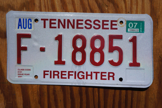 2007 Tennessee FIREFIGHTER License Plate