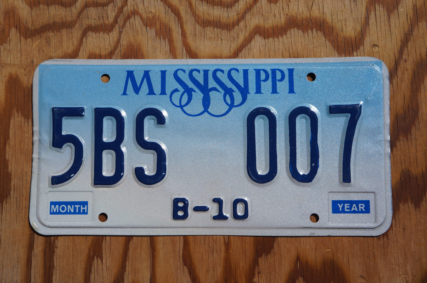 Mississippi Blue Vintage License Plate - 5BS 007