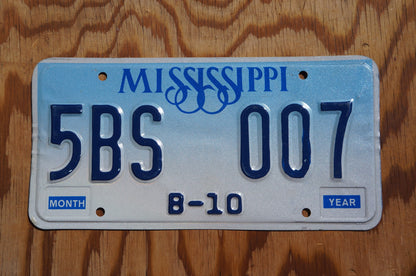 Mississippi Blue Vintage License Plate - 5BS 007