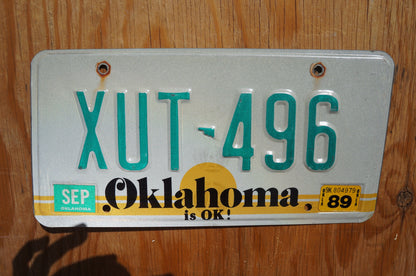 One or More - 1980s 90s Oklahoma IS OK! Yellow Sun License Plate