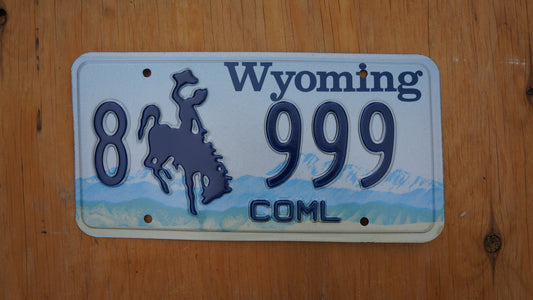 Mint Wyoming Blue License Plates Cowboy Horse # 999