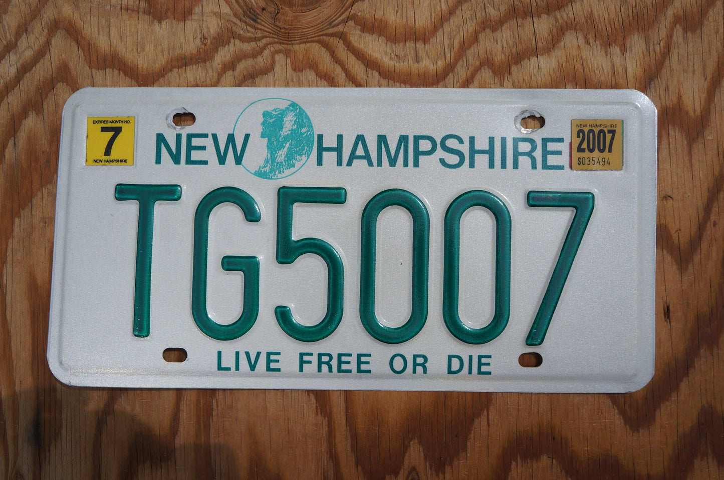 2007 New Hampshire Vintage license plate # TG5007