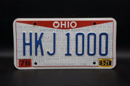 2021 Ohio License Plate # HKJ 1000