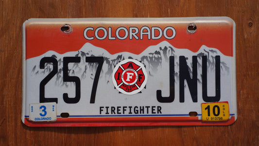 2010 Colorado Red Firefighter Fire Hazmat EMS Rescue License Plate