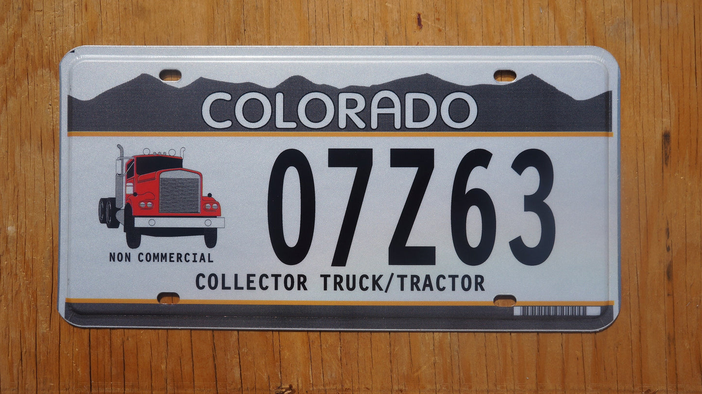 Colorado COLLECTOR TRUCK / TRACTOR Snow Mountains License Plate - Non Commercial