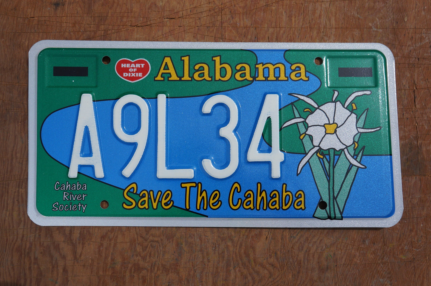 Alabama SAVE THE CAHABA Flower Graphic License Plate