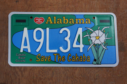 Alabama SAVE THE CAHABA Flower Graphic License Plate