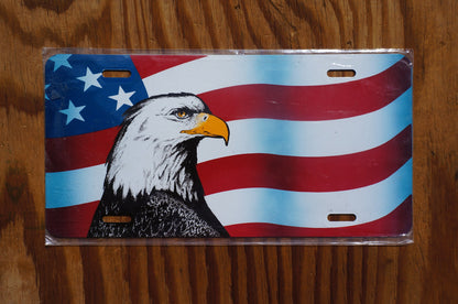Vintage Front License Plate AMERICAN FLAG EAGLE