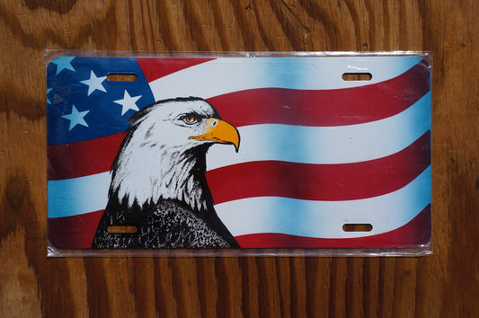 Vintage Front License Plate AMERICAN FLAG EAGLE