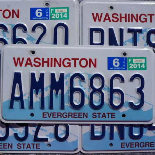 Washington State License Plate: Evergreen State, Blue & Yellow
