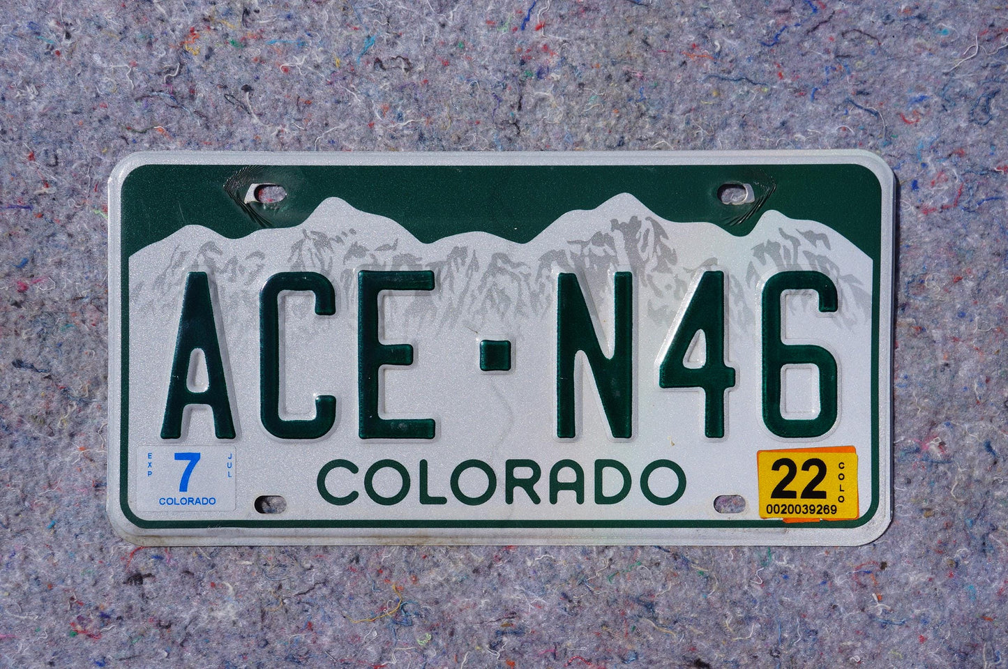 2022 Colorado License Plate # ACE - N46