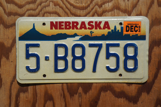1993 Nebraska WINDMILL RIVER CITY Chimney Rock Sunset License Plate