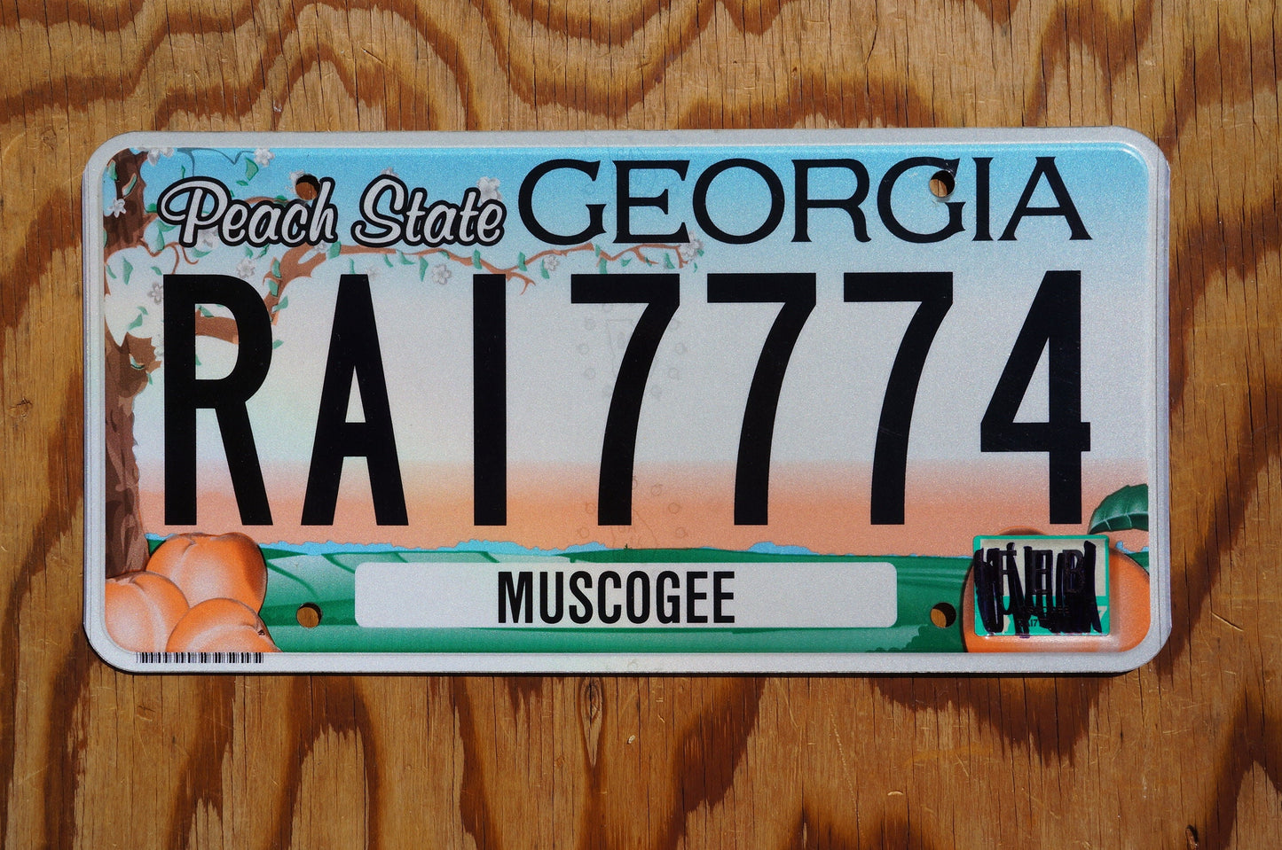 2017 Georgia PEACH STATE Colorful Graphic License Plate - RAI 7774