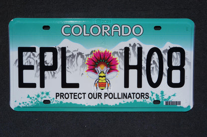 2024 Colorado PROTECT OUR POLLINATORS License Plate - Bee Flower New Design