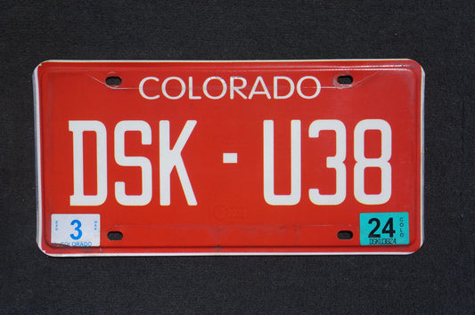 2024 Colorado NEW DESIGN Historic Red Flat License Plate # DSK - U38